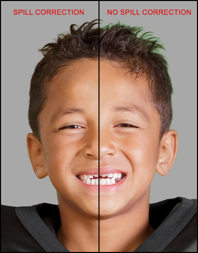 green screen spill suppression in hair